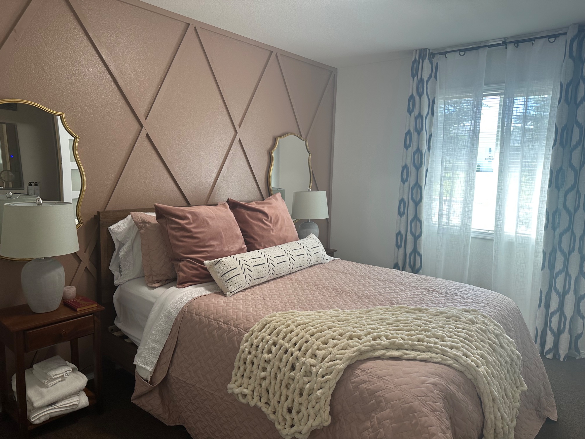 Pride and Prejudice queen room — Regency-inspired décor at LibraryInn, Lava Hot Springs Idaho